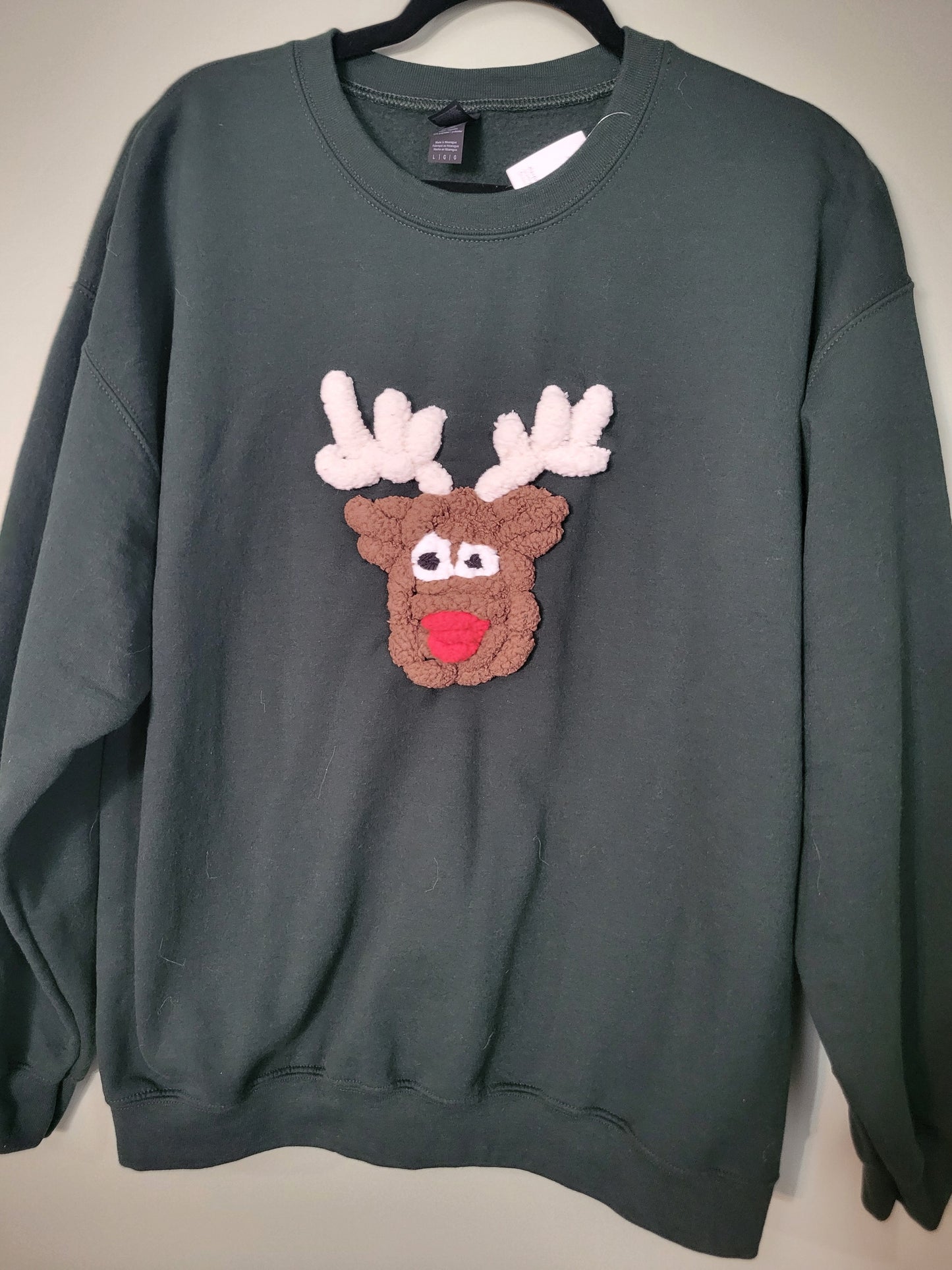 Fluffy Reindeer Crew Neck