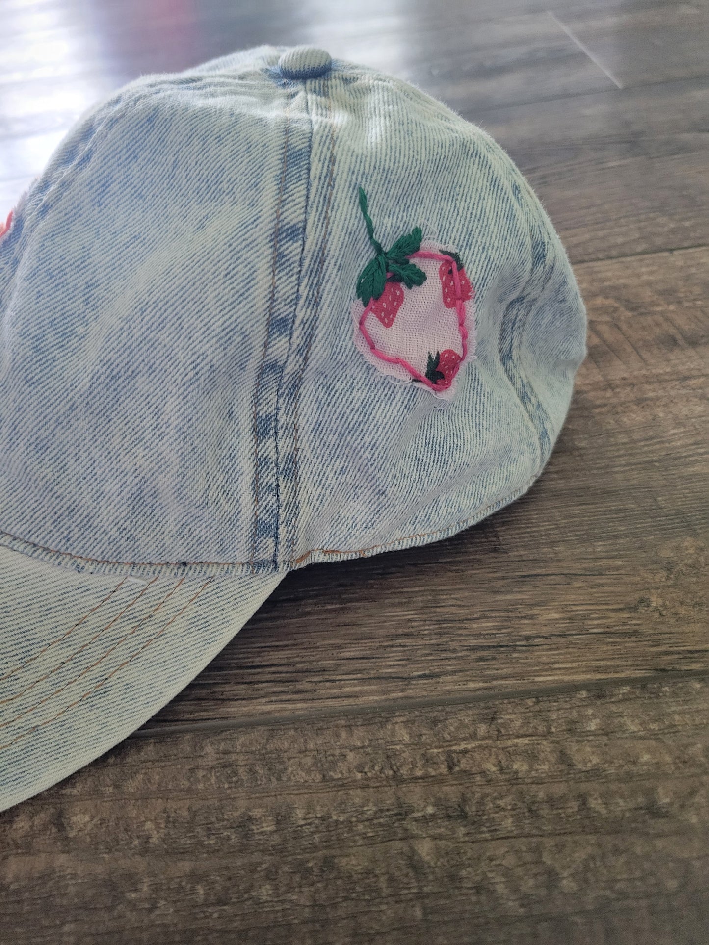 Baseball Cap with Reverse Embroidered Fruit
