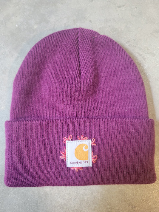 Youth Winter Beanie with flowers