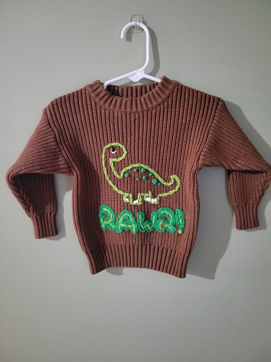 Sweater with Dinosaur and "Rawr"-12month