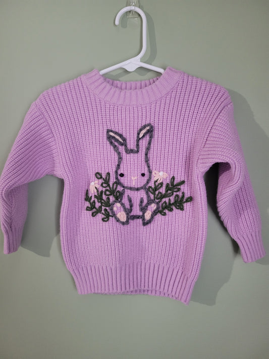 Bunny Sweater with Flowers-3T